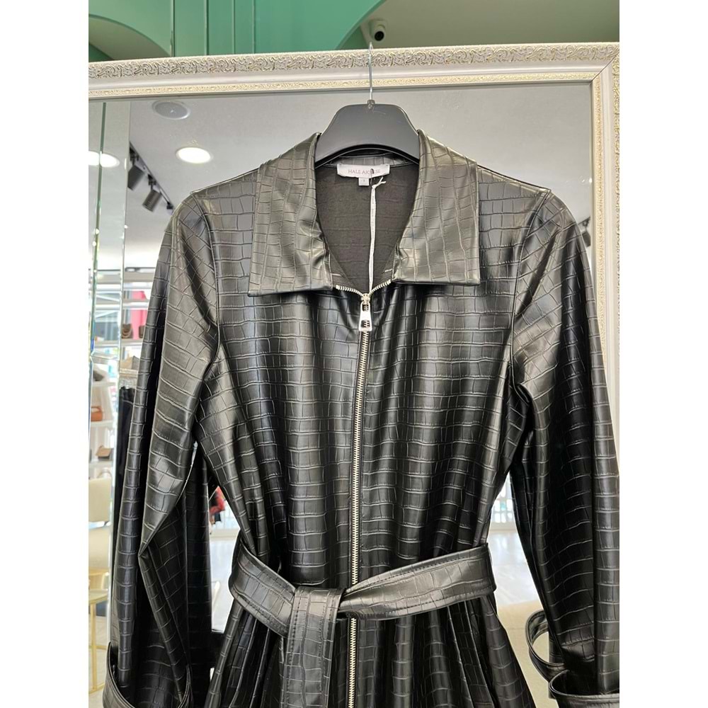 HALE MYSTİQUE DERİ CEKET - SİYAH - 2