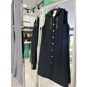 NURGÜN KAPİTONE YELEK - SİYAH - 46