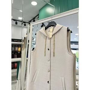 NURGÜN KAPİTONE YELEK - TAŞ - 42