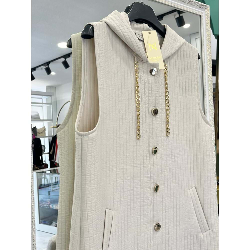 NURGÜN KAPİTONE YELEK - TAŞ - 48