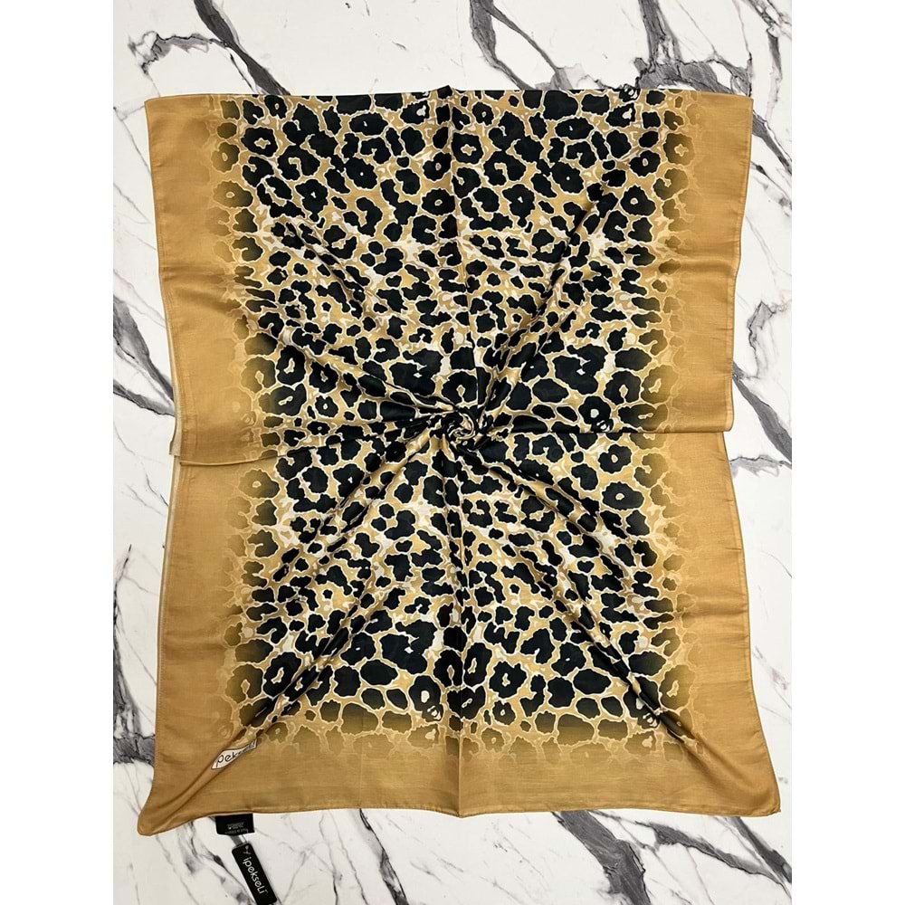 İPEKSELİ LEOPAR DESENLİ ORGANİK PAMUK ŞAL - 11