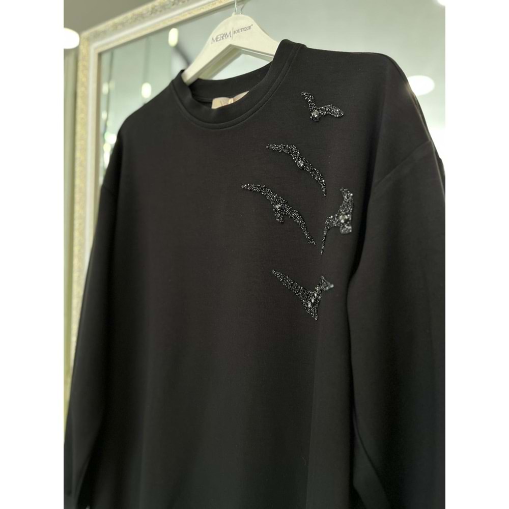 VATKATEX TAŞLI TUNİK - SİYAH - 44