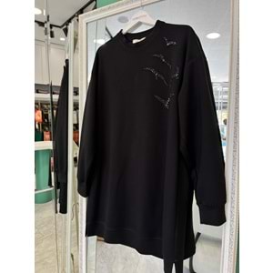 VATKATEX TAŞLI TUNİK - SİYAH - 48