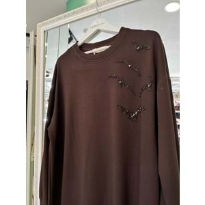 VATKATEX TAŞLI TUNİK - KAHVERENGİ - 46