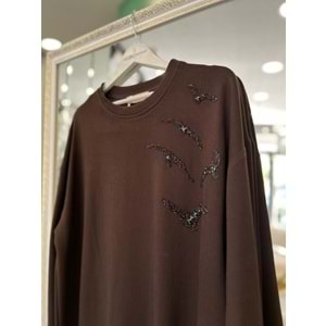 VATKATEX TAŞLI TUNİK - KAHVERENGİ - 48