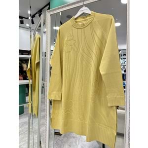 ADN KABARTMALI MERSERİZE TUNİK - SARI - 1