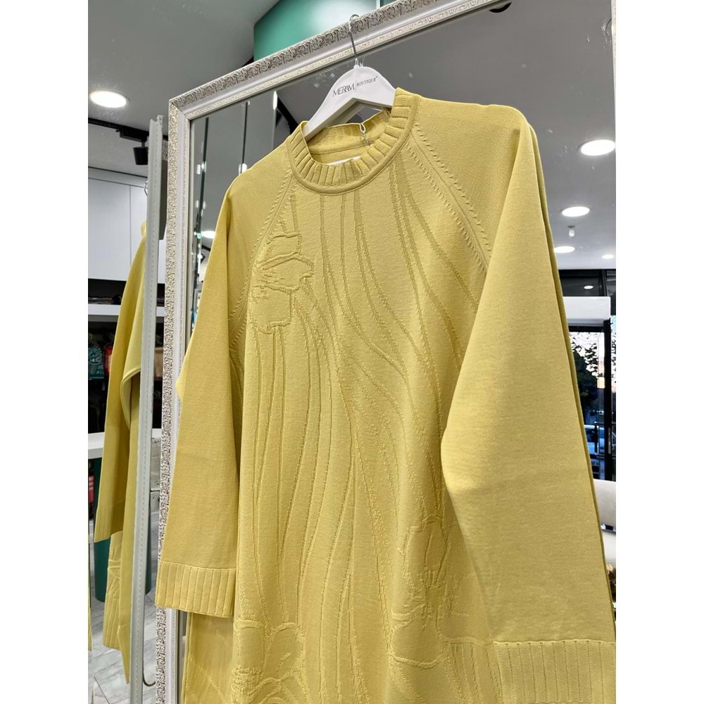 ADN KABARTMALI MERSERİZE TUNİK - SARI - 1