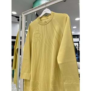 ADN KABARTMALI MERSERİZE TUNİK - SARI - 1