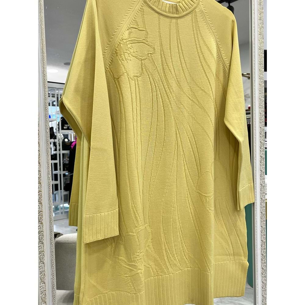 ADN KABARTMALI MERSERİZE TUNİK - SARI - 1