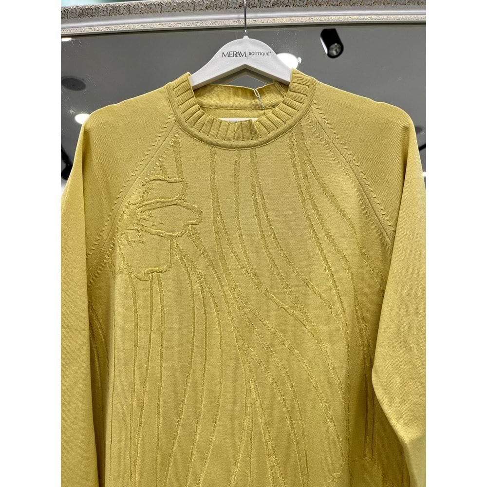 ADN KABARTMALI MERSERİZE TUNİK - SARI - 1