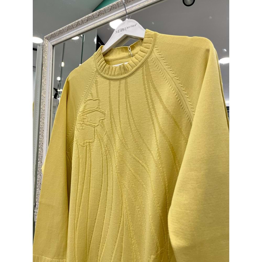 ADN KABARTMALI MERSERİZE TUNİK - SARI - 2
