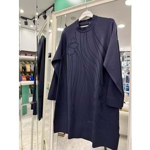 ADN KABARTMALI MERSERİZE TUNİK - LACİVERT - 1