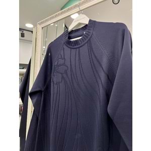 ADN KABARTMALI MERSERİZE TUNİK - LACİVERT - 1