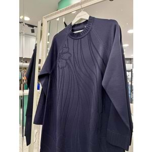 ADN KABARTMALI MERSERİZE TUNİK - LACİVERT - 2