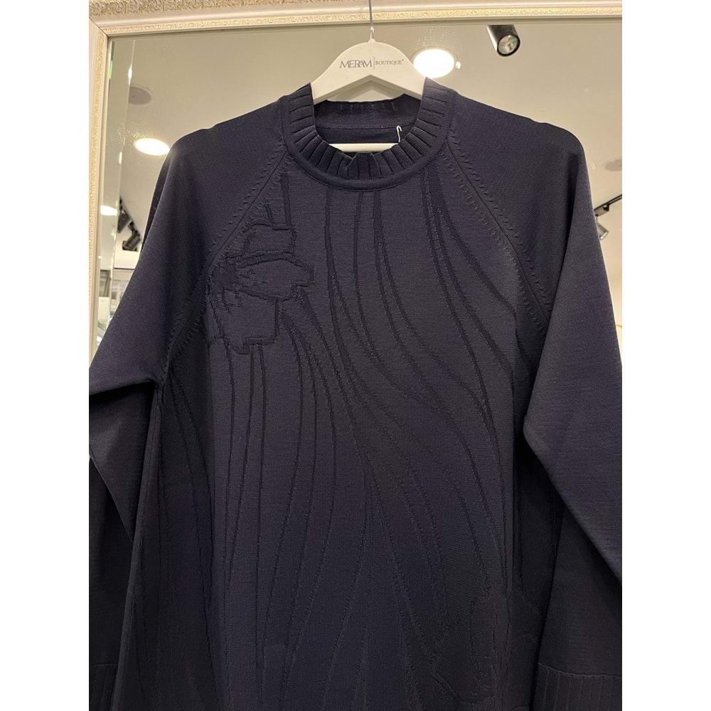 ADN KABARTMALI MERSERİZE TUNİK - LACİVERT - 2