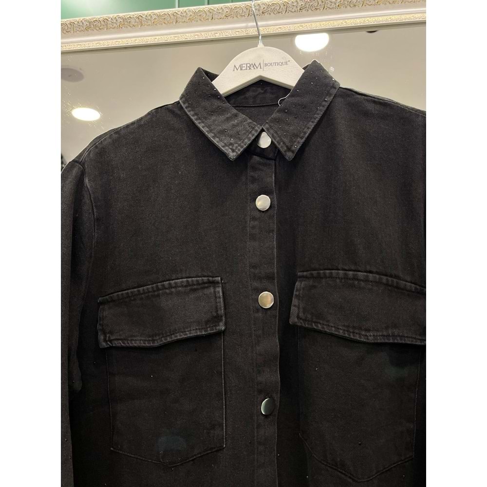 ADN BONCUKLU KOT GÖMLEK - SİYAH - 2