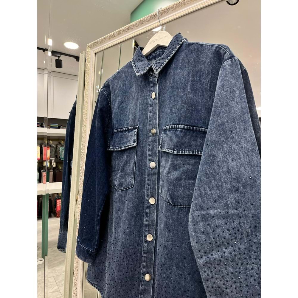 ADN BONCUKLU KOT GÖMLEK - LACİVERT - 1