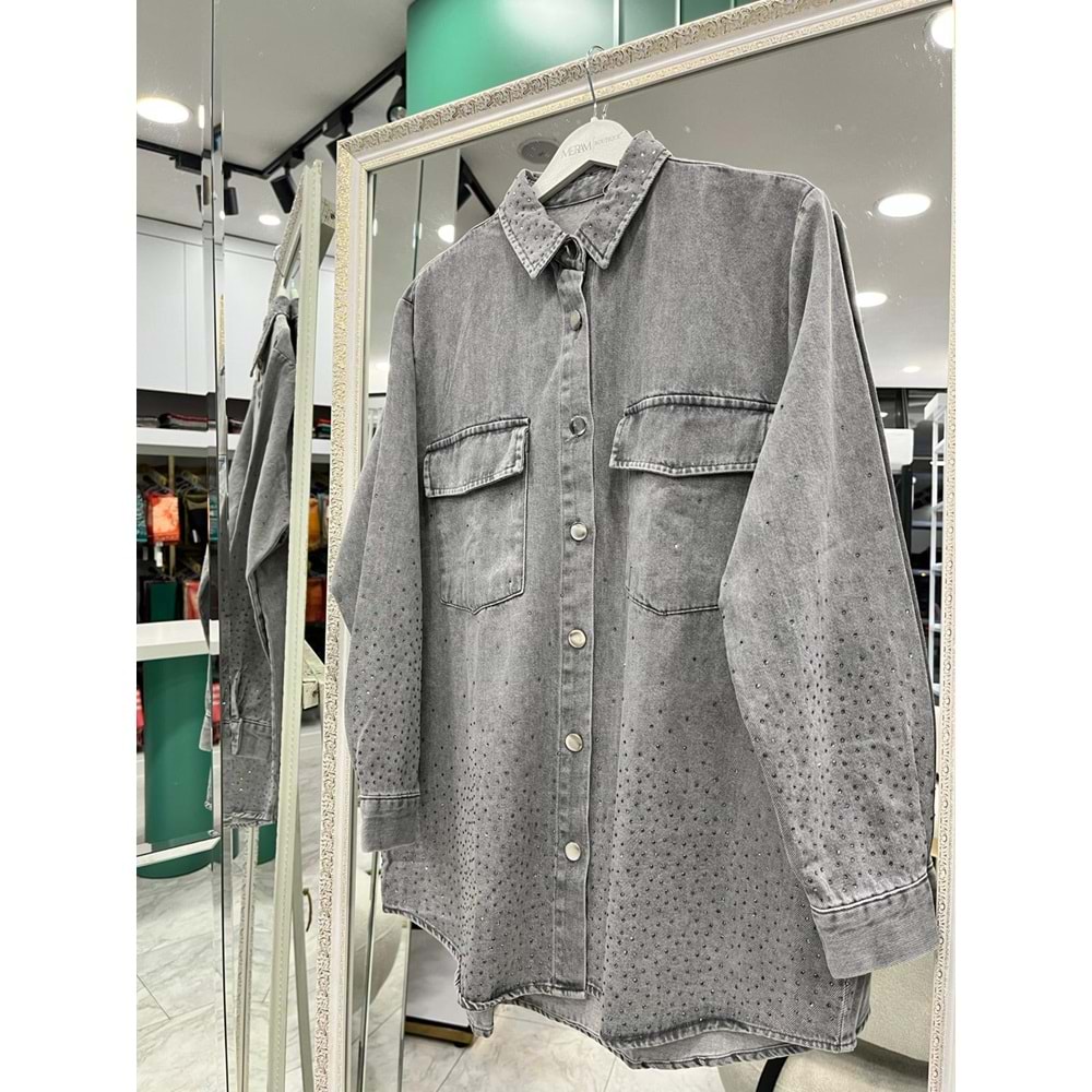 ADN BONCUKLU KOT GÖMLEK - GRİ - 1