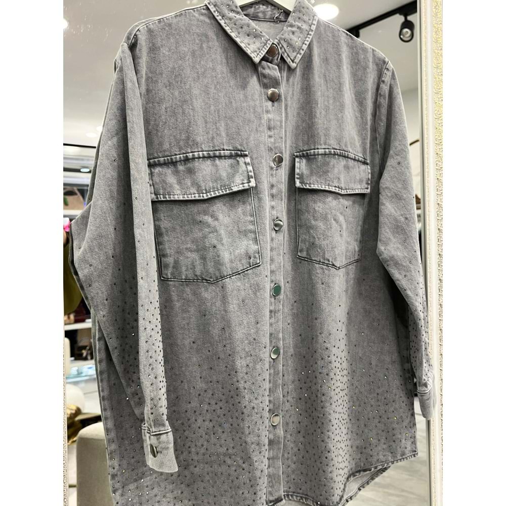 ADN BONCUKLU KOT GÖMLEK - GRİ - 1