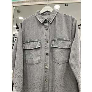 ADN BONCUKLU KOT GÖMLEK - GRİ - 1