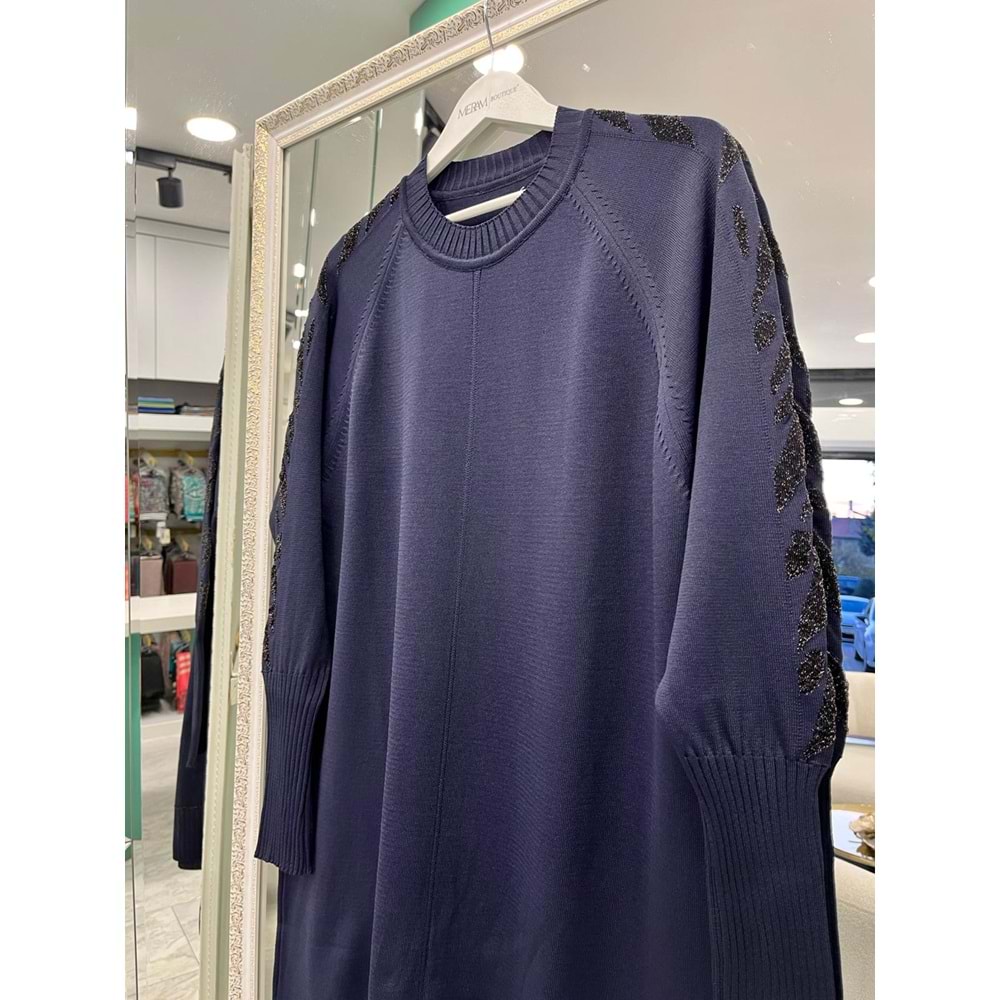 ADN SİMLİ KOL MERSERİZE TUNİK - LACİVERT - 1