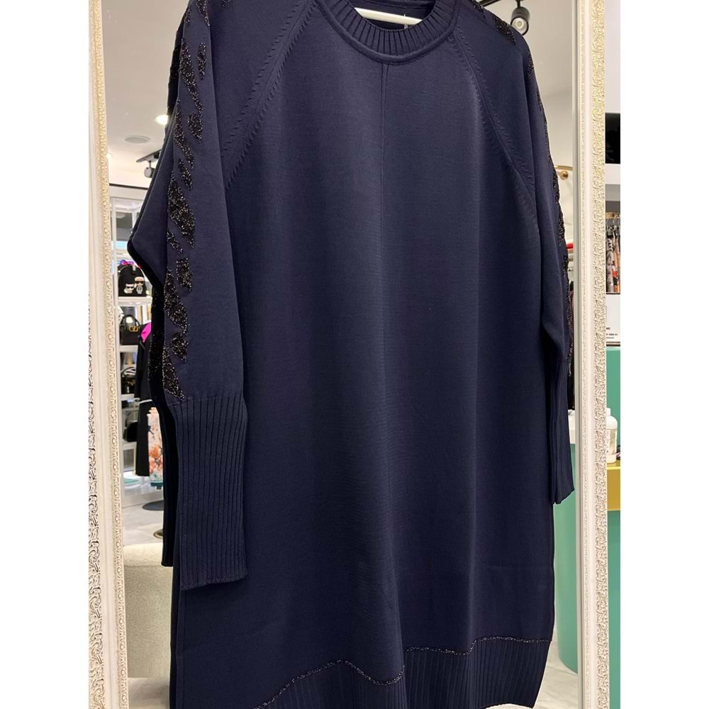 ADN SİMLİ KOL MERSERİZE TUNİK - LACİVERT - 1