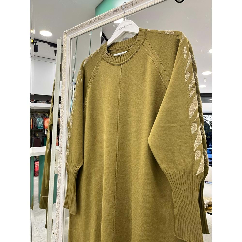 ADN SİMLİ KOL MERSERİZE TUNİK - YAĞ YEŞİLİ - 2