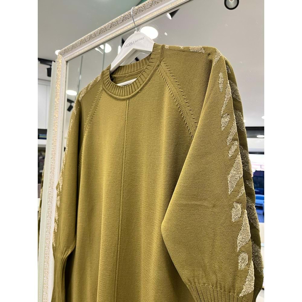 ADN SİMLİ KOL MERSERİZE TUNİK - YAĞ YEŞİLİ - 2