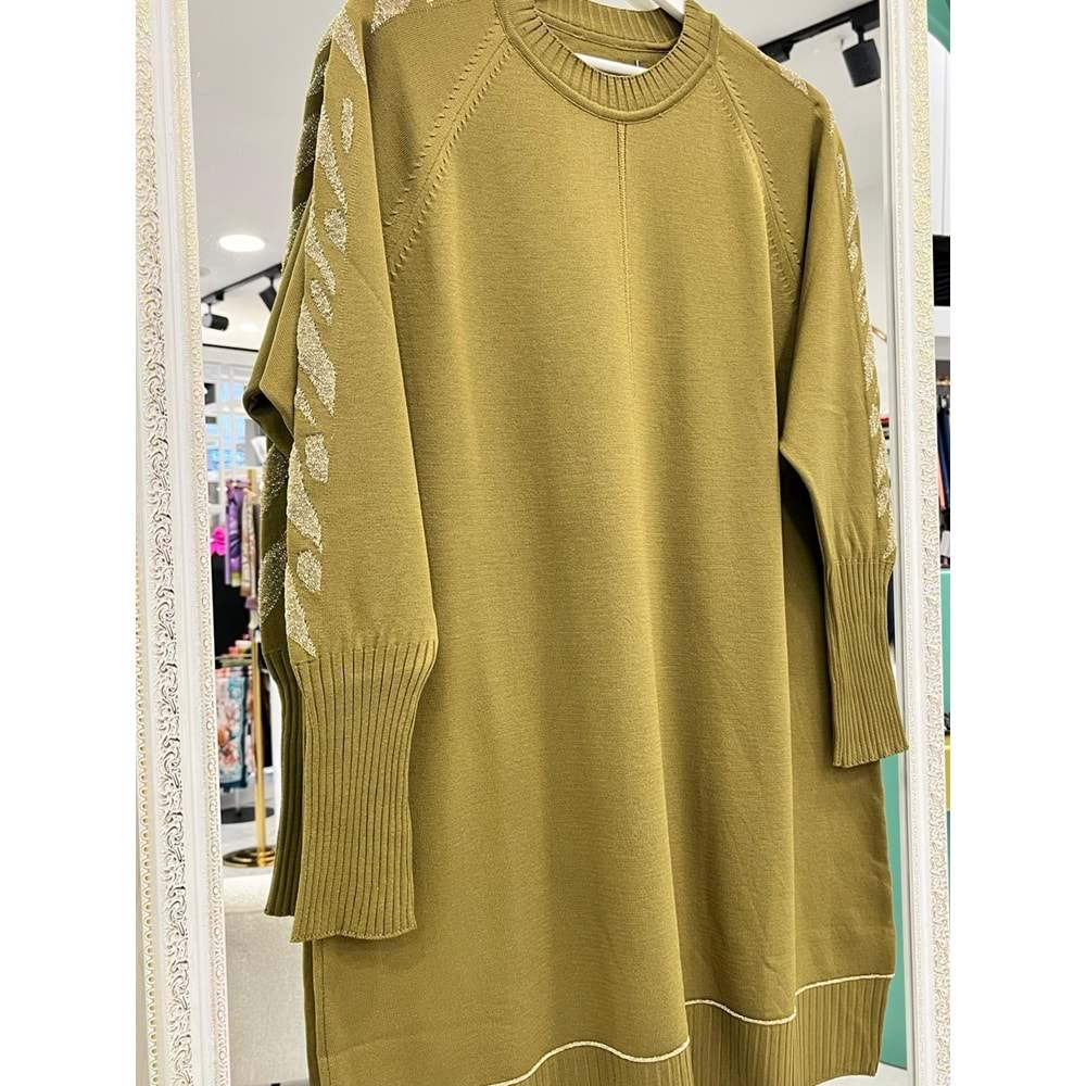 ADN SİMLİ KOL MERSERİZE TUNİK - YAĞ YEŞİLİ - 2