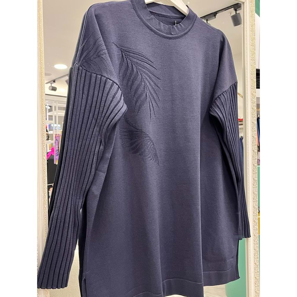 ADN PALMİYE MERSERİZE TUNİK - LACİVERT - 2