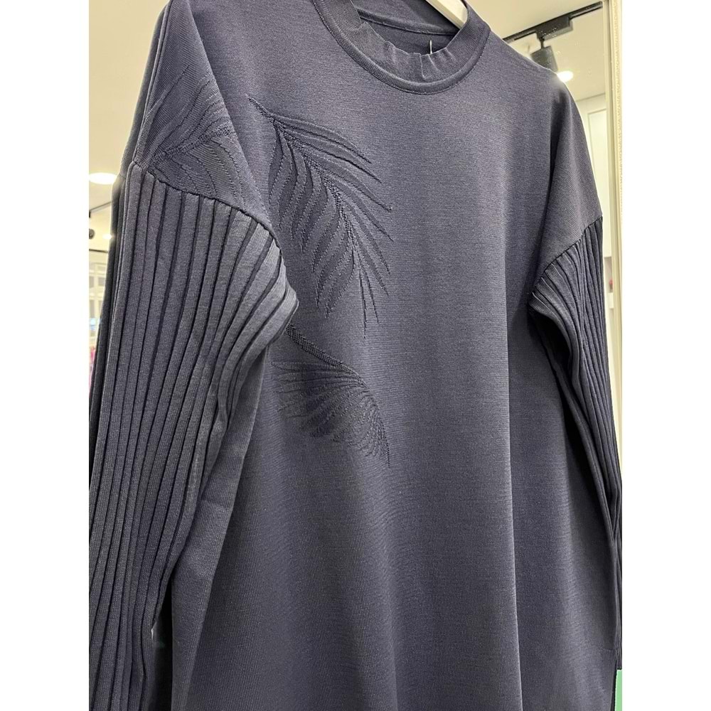 ADN PALMİYE MERSERİZE TUNİK - LACİVERT - 2