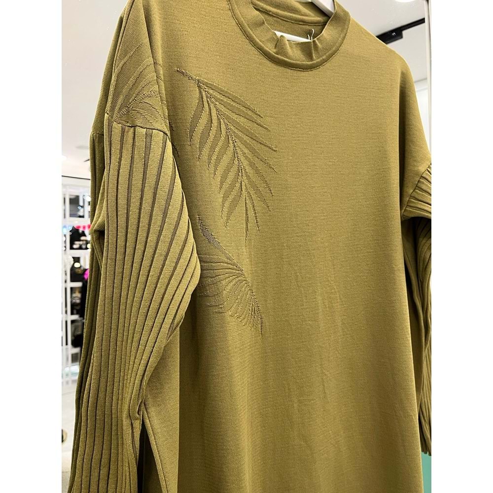 ADN PALMİYE MERSERİZE TUNİK - YAĞ YEŞİLİ - 2