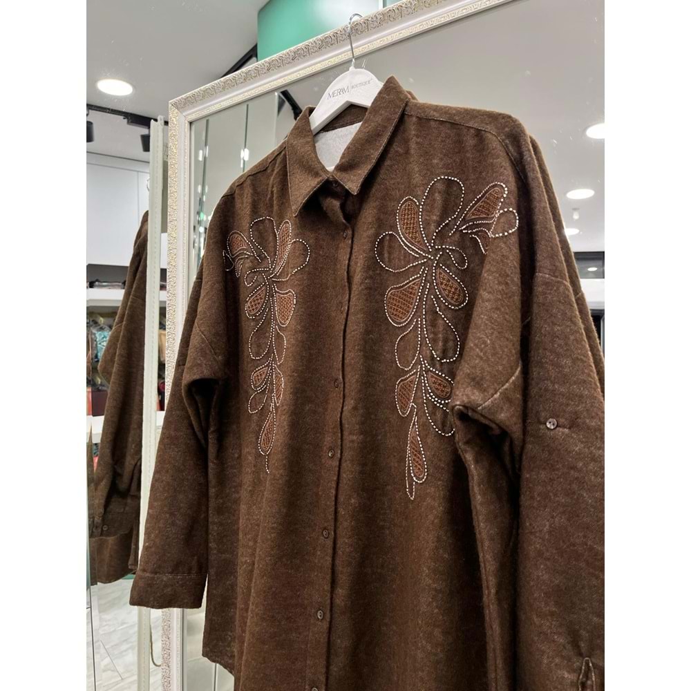 ADN DOKUMA GÖMLEK - ACI KAHVE - 1