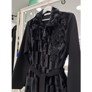 HALE FOURRURE ANGORA CEKET - SİYAH - 2