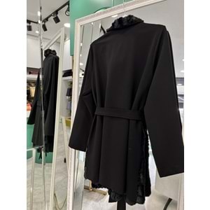 HALE FOURRURE ANGORA CEKET - SİYAH - 3