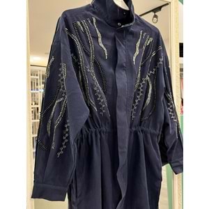 MRM MERAM BUTİK CUPRA KARIŞIMLI CEKET - LACİVERT - 2