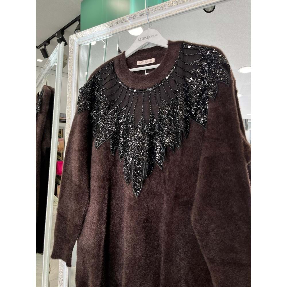 HATUN ANGORA TUNİK (38-44 BEDEN UYUMLU) - ACI KAHVE - STANDART