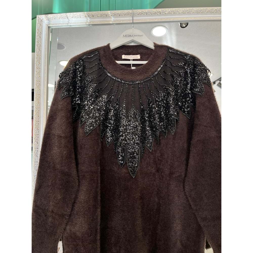 HATUN ANGORA TUNİK (38-44 BEDEN UYUMLU) - ACI KAHVE - STANDART