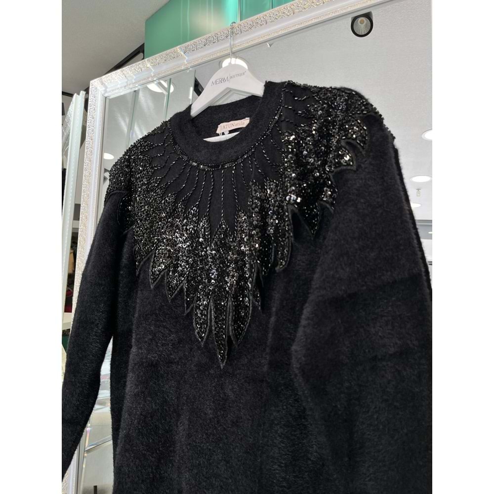 HATUN ANGORA TUNİK (38-44 BEDEN UYUMLU) - SİYAH - STANDART