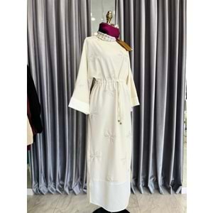 HALE PAPILLION SCUBA ELBİSE - KREM - 2