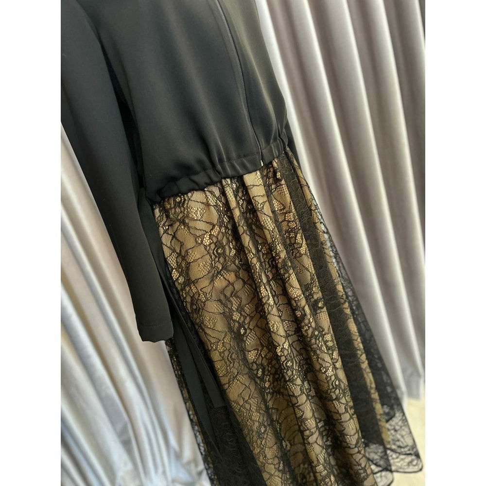 HALE GÜPÜRLÜ ETEKLİ TAKIM - SİYAH - 1