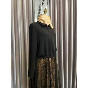 HALE GÜPÜRLÜ ETEKLİ TAKIM - SİYAH - 2