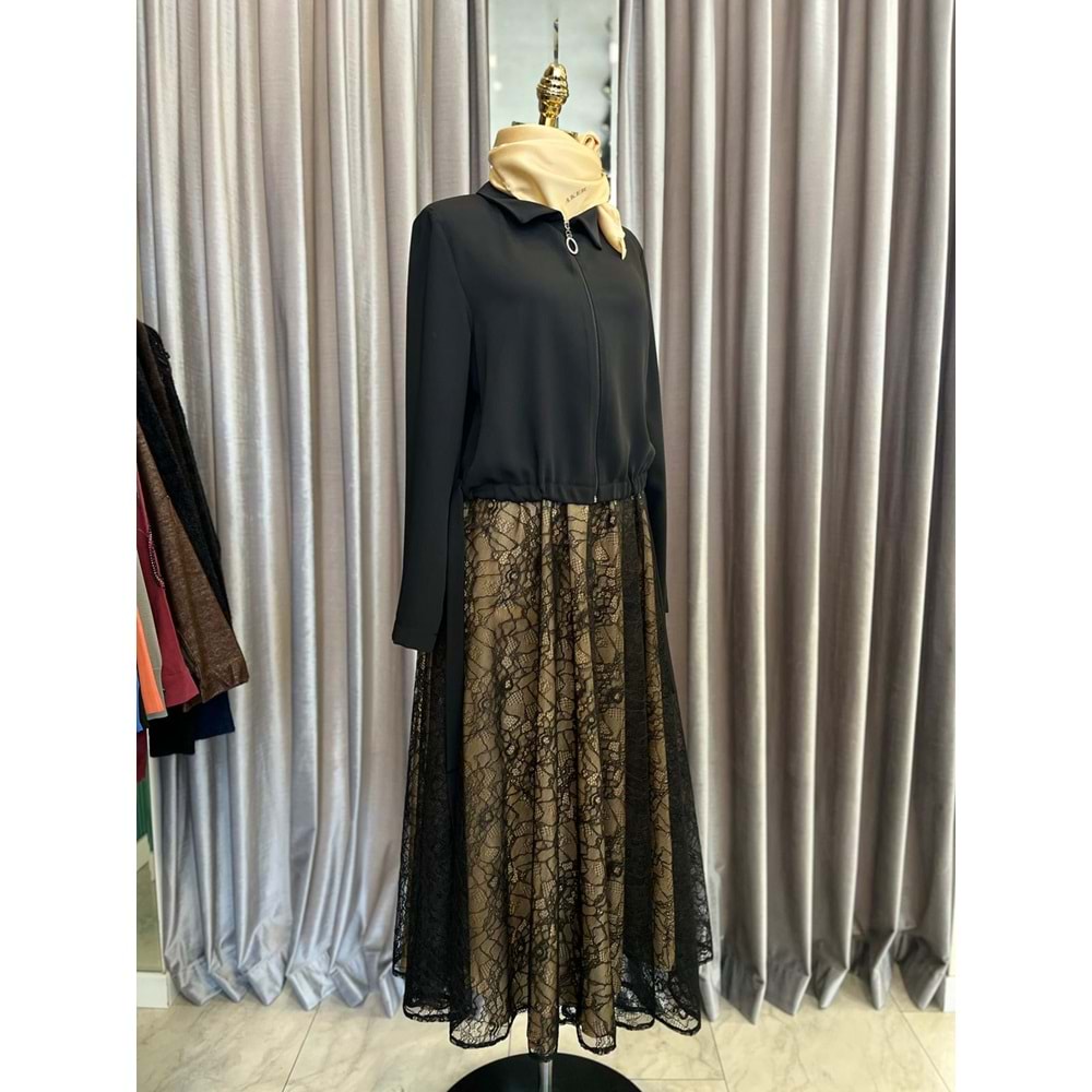 HALE GÜPÜRLÜ ETEKLİ TAKIM - SİYAH - 2