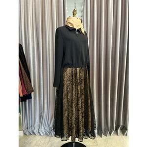 HALE GÜPÜRLÜ ETEKLİ TAKIM - SİYAH - 2