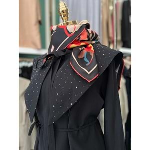 VATKATEX TAŞLI YAKA ETEKLİ TAKIM - SİYAH - 38