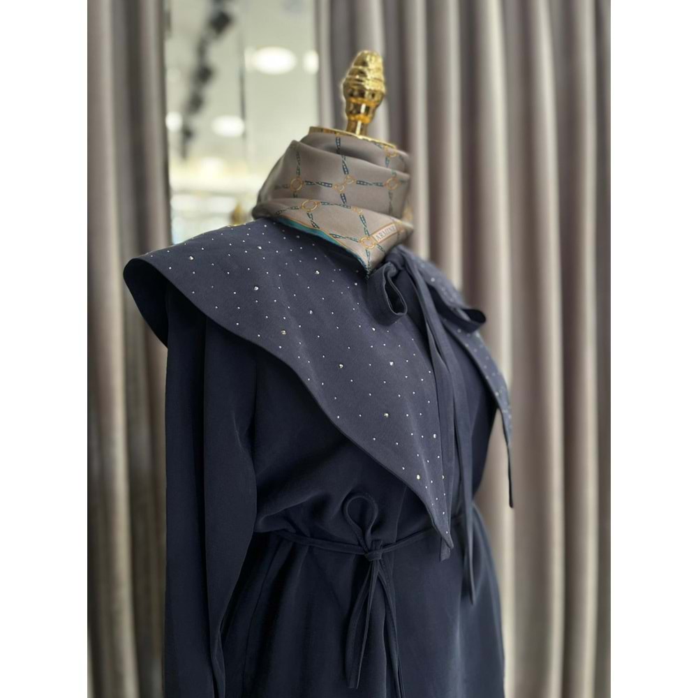 VATKATEX TAŞLI YAKA ETEKLİ TAKIM - LACİVERT - 42