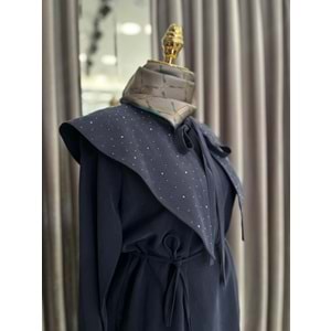 VATKATEX TAŞLI YAKA ETEKLİ TAKIM - LACİVERT - 42