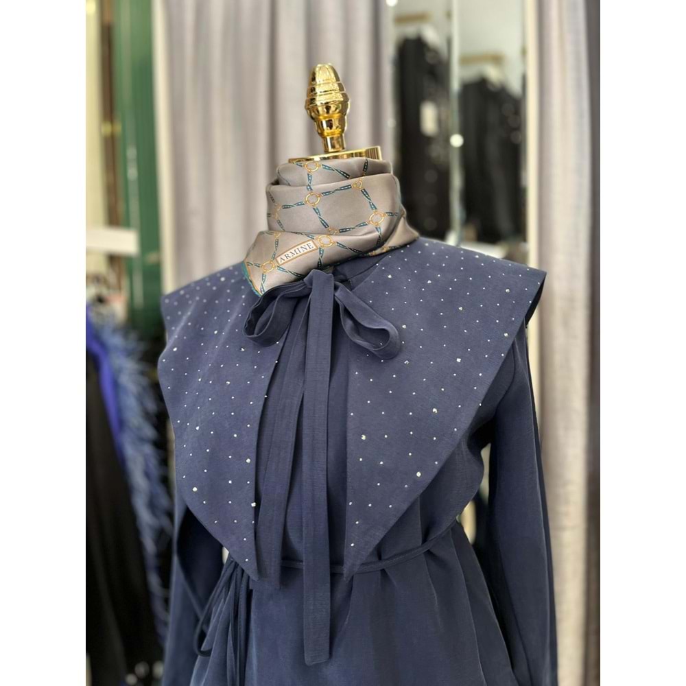 VATKATEX TAŞLI YAKA ETEKLİ TAKIM - LACİVERT - 46