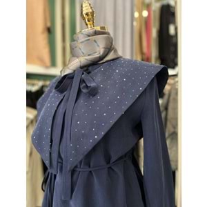 VATKATEX TAŞLI YAKA ETEKLİ TAKIM - LACİVERT - 46