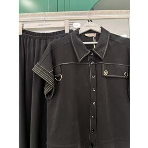 VATKATEX LİYOSEL CUPRA YELEKLİ ETEKLİ TAKIM - SİYAH - 38